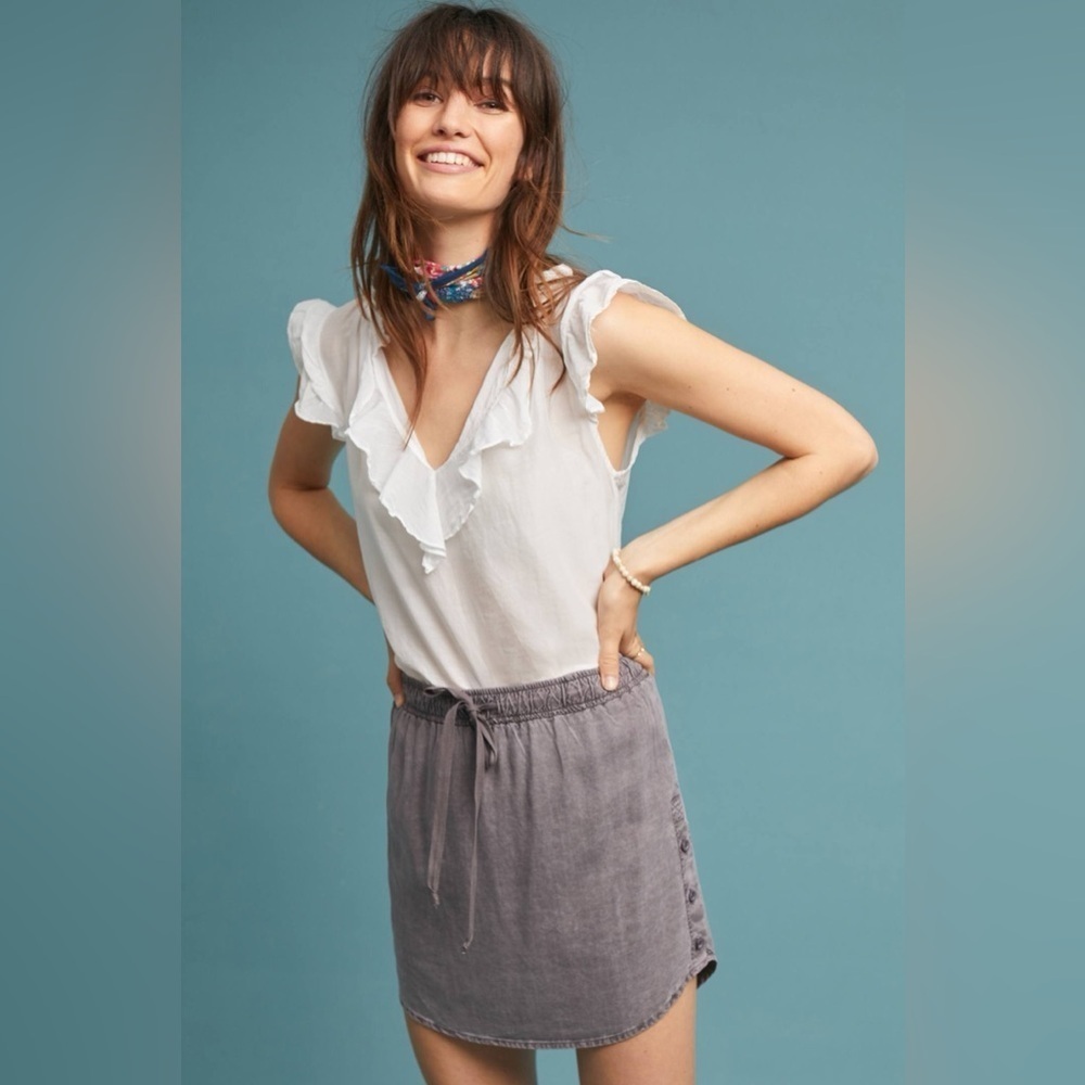Stone & Cloth by Anthropologie Women's Buttoned Side Mini Skirt Boho Casual